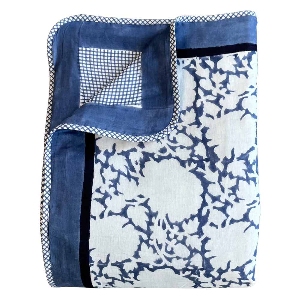 Reversible Summer Blanket - Navy (Two Sizes Available)