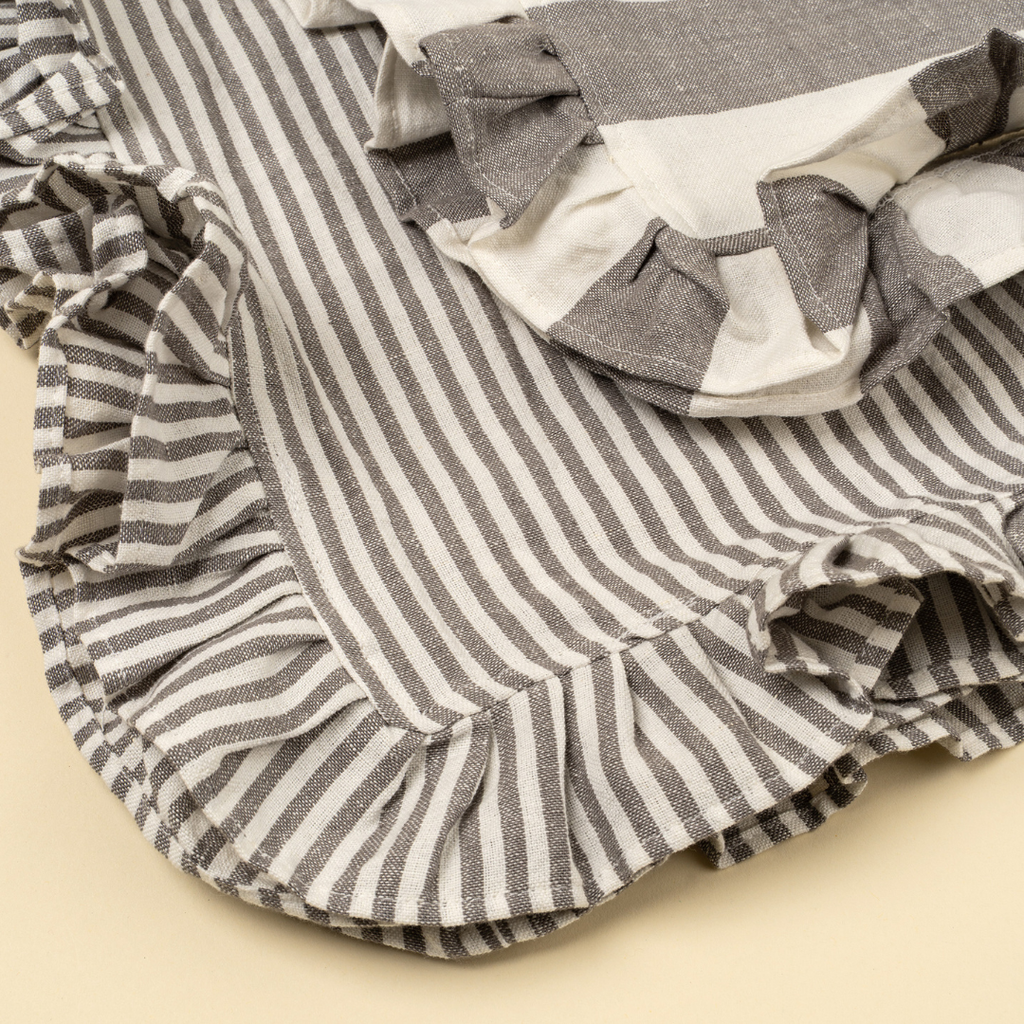 Ruffle Stripe Tea Towels - Grey (Two Styles Available)