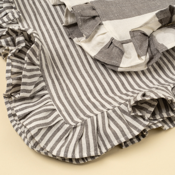 Ruffle Stripe Tea Towels - Grey (Two Styles Available)