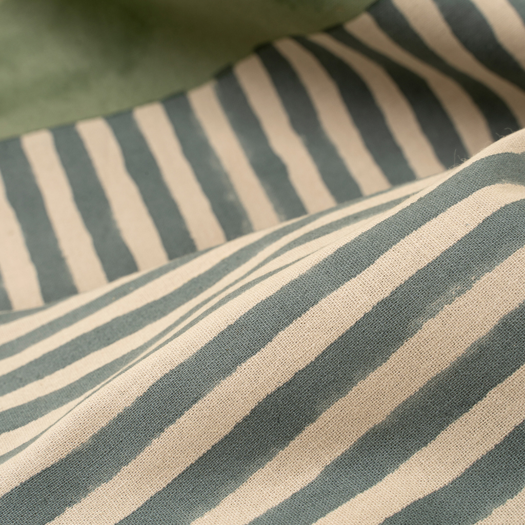 Sea Stripe Block Print Table Runner - 108"L