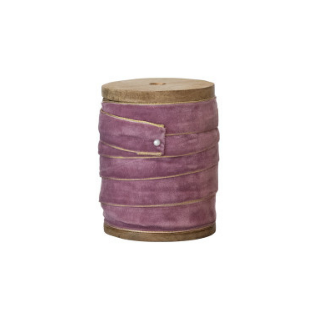 Velvet Ribbon on Wood Spool (Three Colours Available)