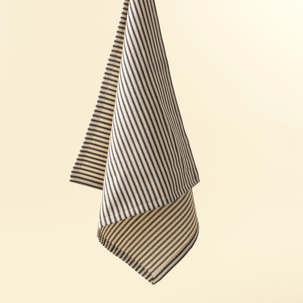 Set of 4 Ticking Stripe Napkins - Black