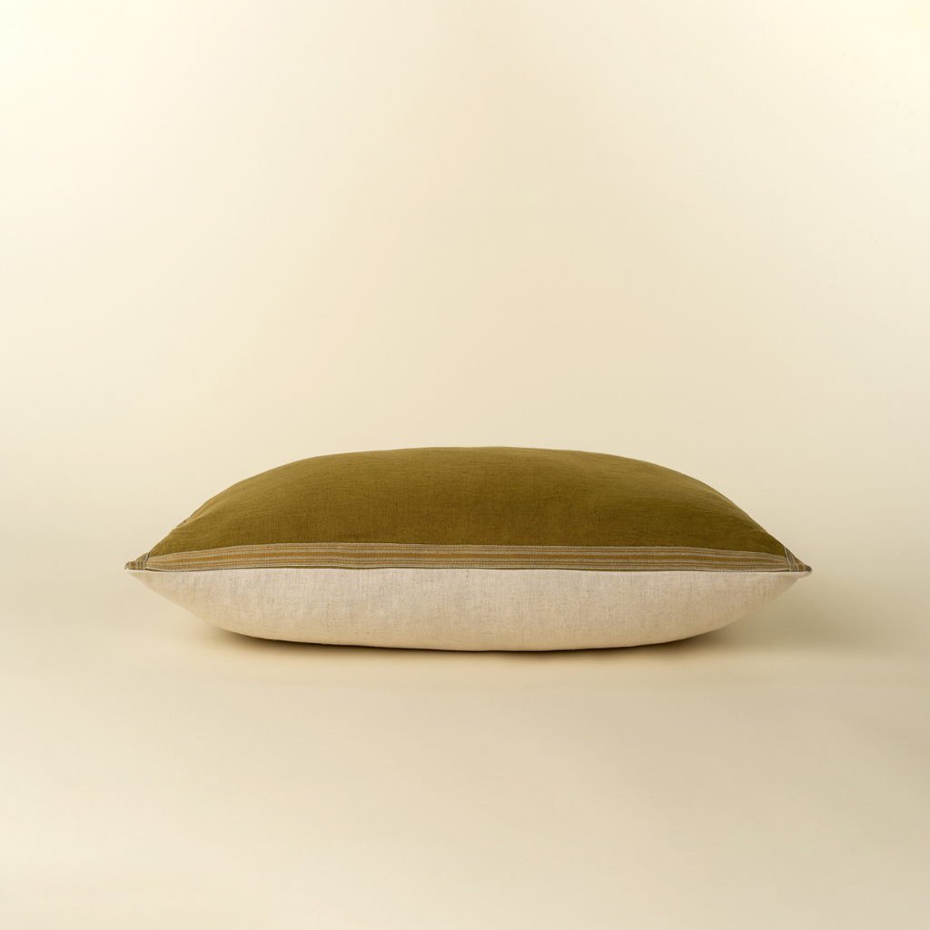 Esme Linen Pillow - Olive (16" x 24")
