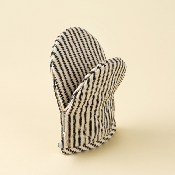 Ticking Stripe Oven Mitt - Black