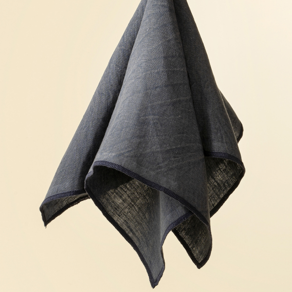 Set of 4 Stonewashed Linen Napkins - Navy