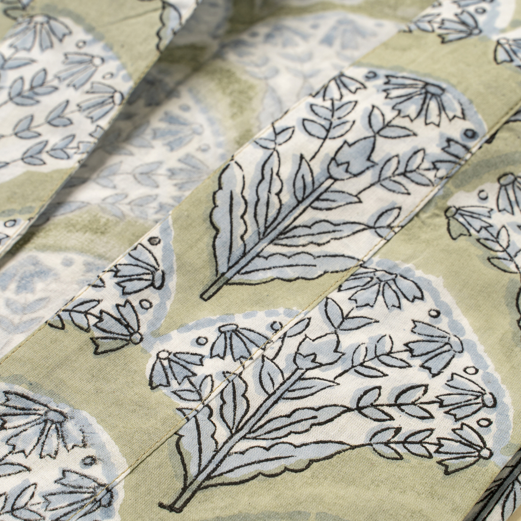 Sakura Block Print Kimono - Green