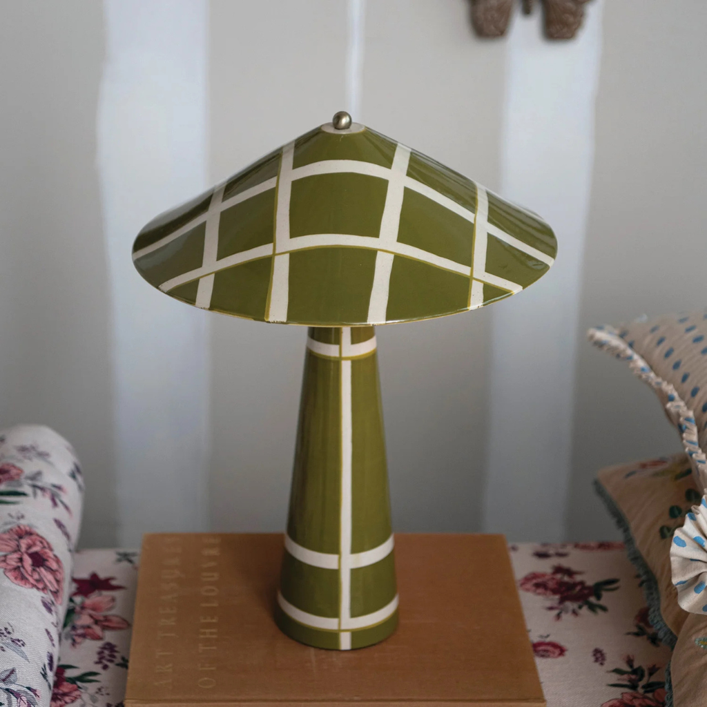 Plaid Stoneware Table Lamp