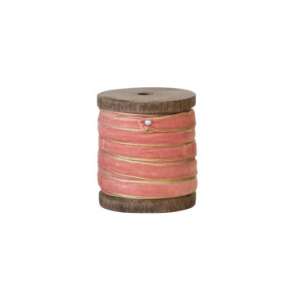 Velvet Ribbon on Wood Spool (Three Colours Available)