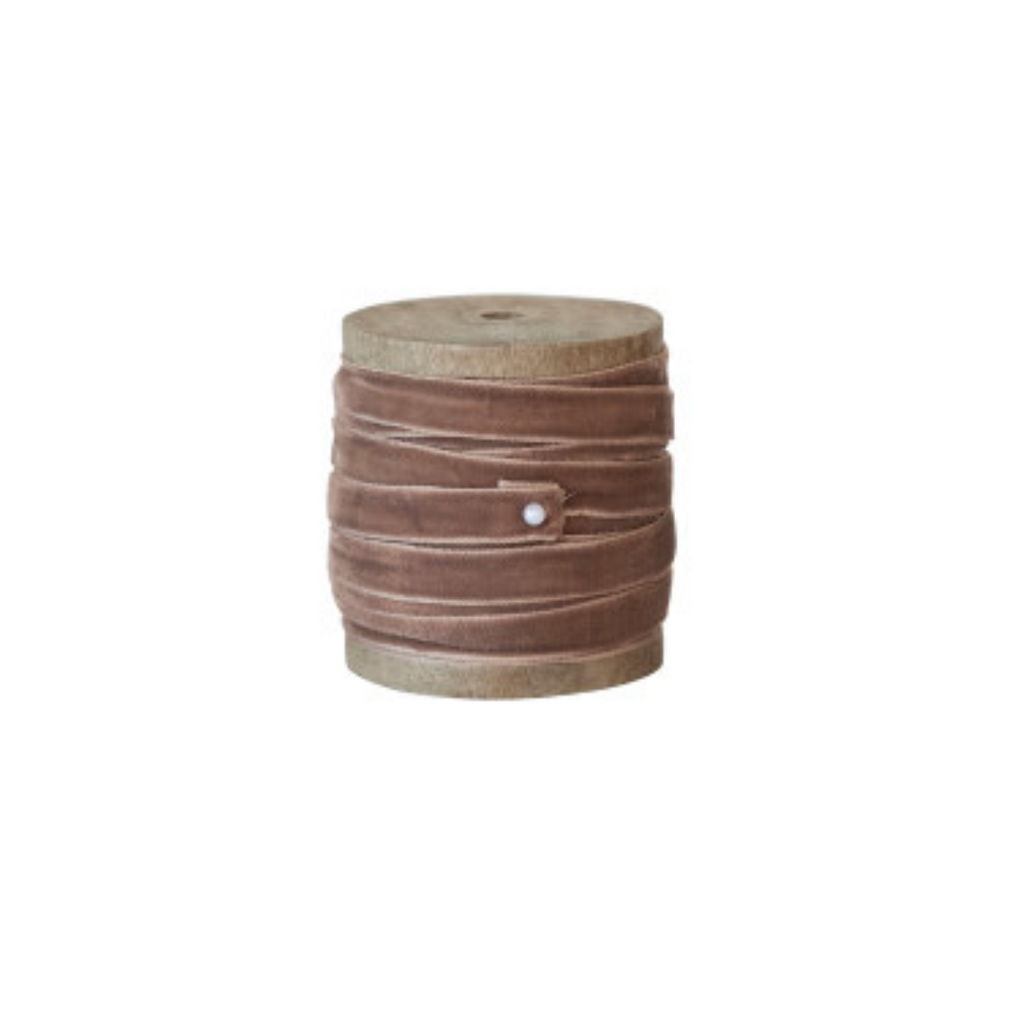 Velvet Ribbon on Wood Spool (Three Colours Available)