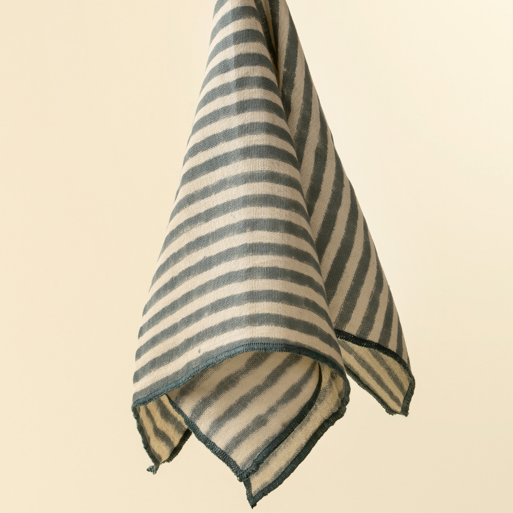 Sea Stripe Block Print Napkins (Sold Individually)
