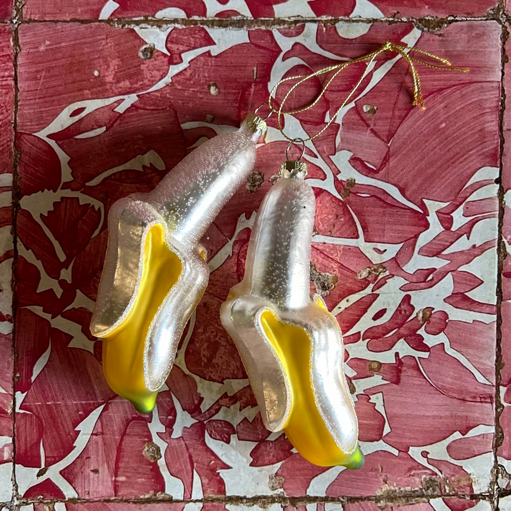 Glass Peeled Banana Ornament