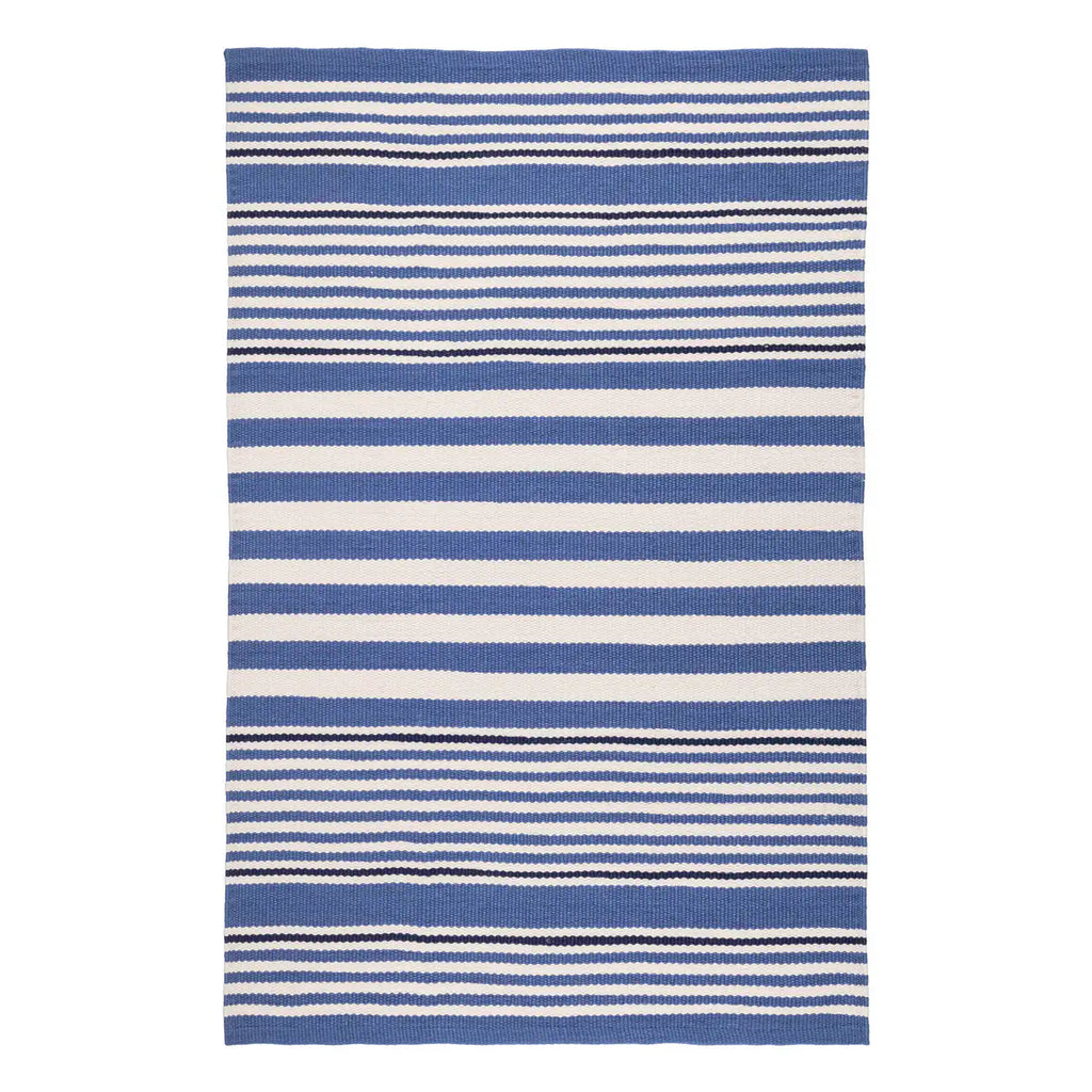 Dash & Albert - Rugby Stripe Denim Handwoven Indoor/Outdoor Rug