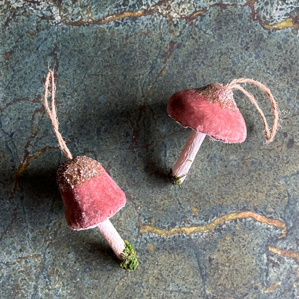 Velvet Mushroom Ornaments (Two Styles Available)