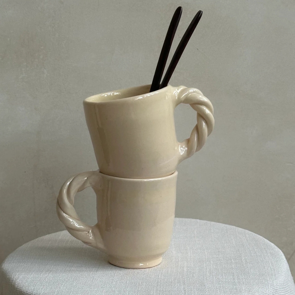 Handmade Braided Mug - Cream