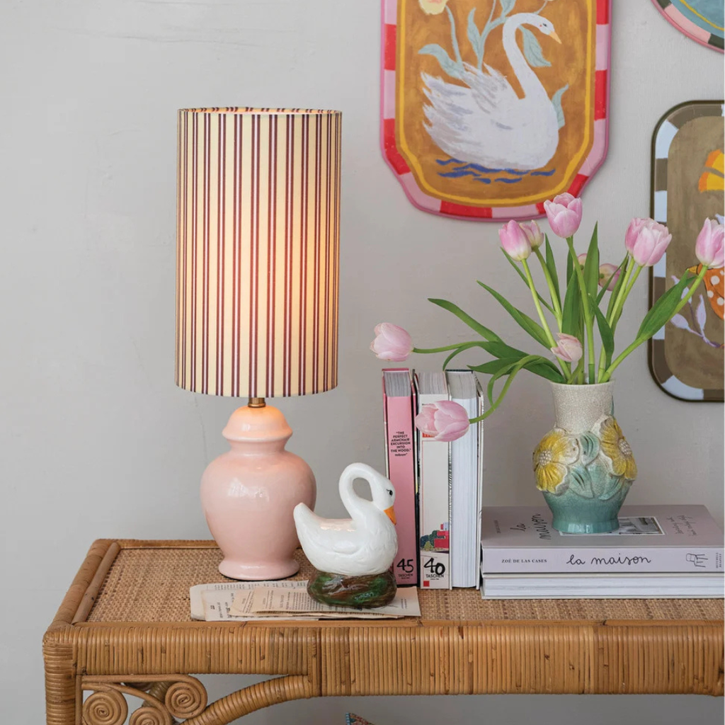 Striped Stoneware Table Lamp