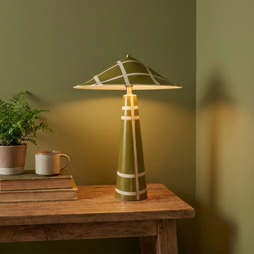 Plaid Stoneware Table Lamp