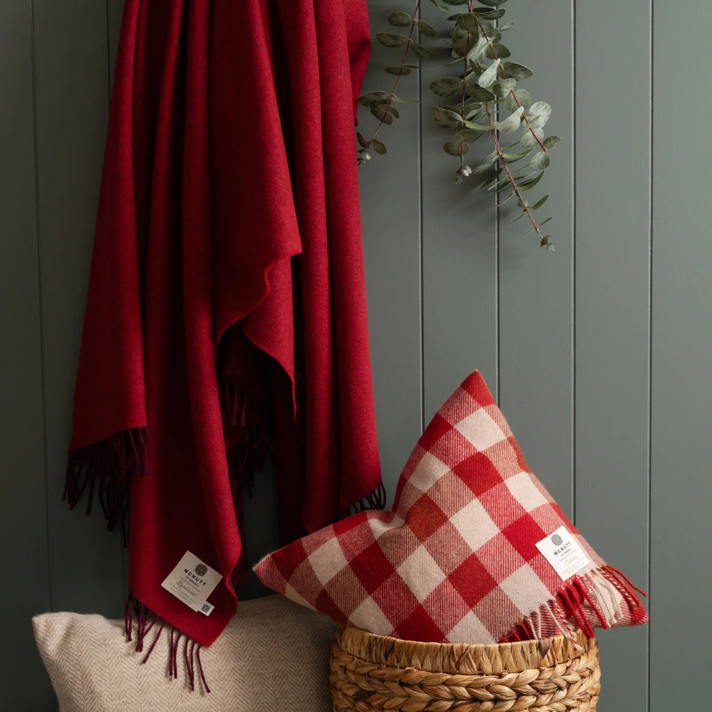 McNutt of Donegal Lambswool Blanket - Merlot