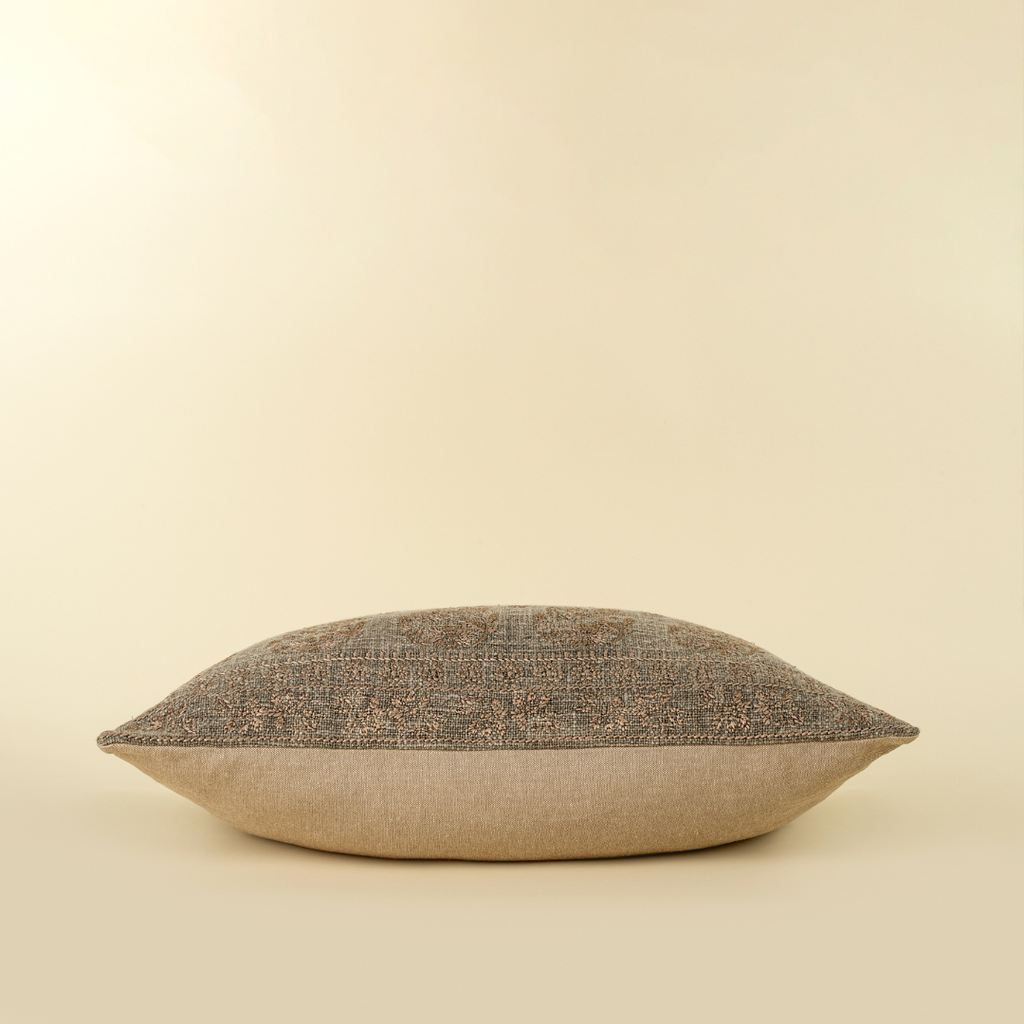 Nisha Embroidered Pillow - Ash (Two Sizes Available)