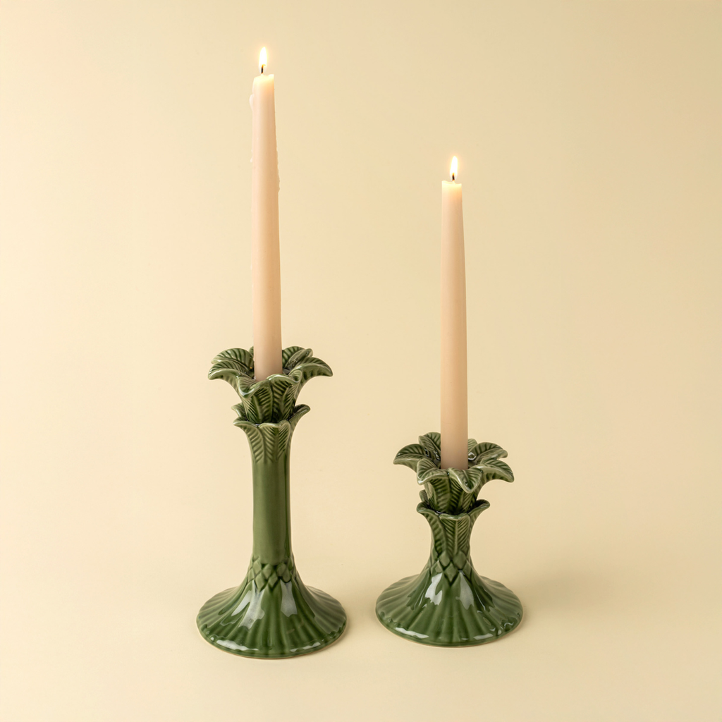 Palm Tree Candle Holders - Green (Two Sizes Available)