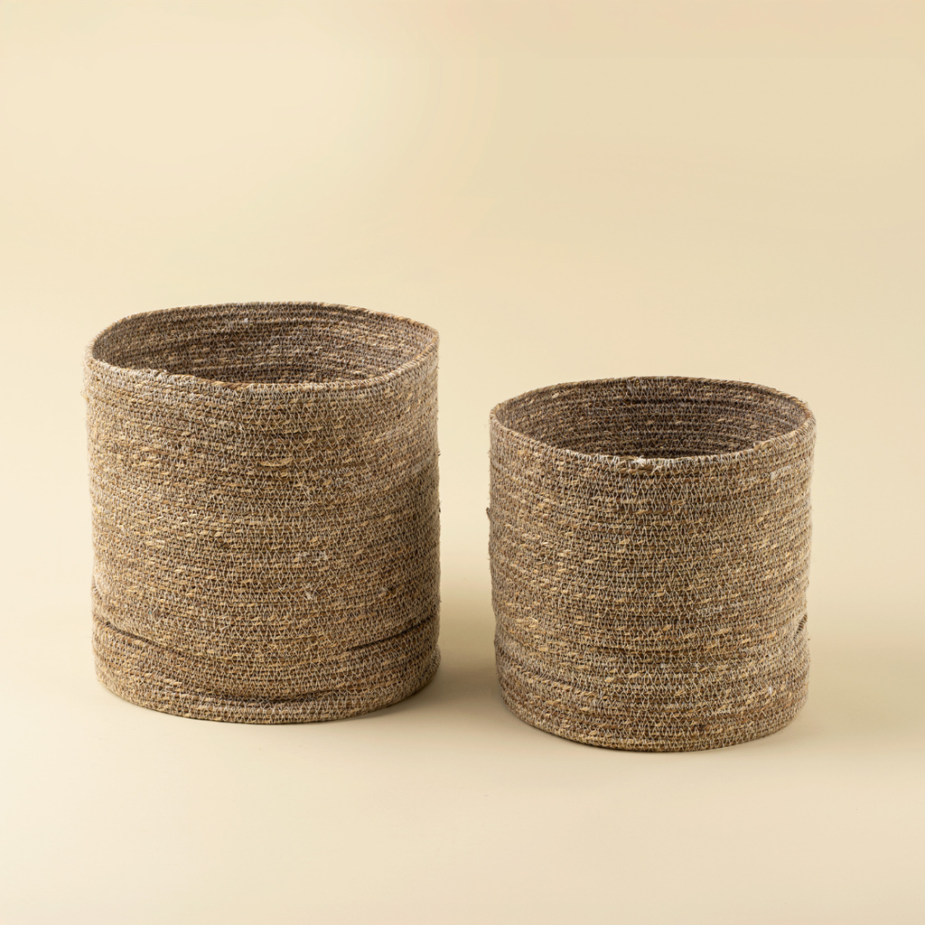 Costa Seagrass Baskets - White (Two Sizes Available)