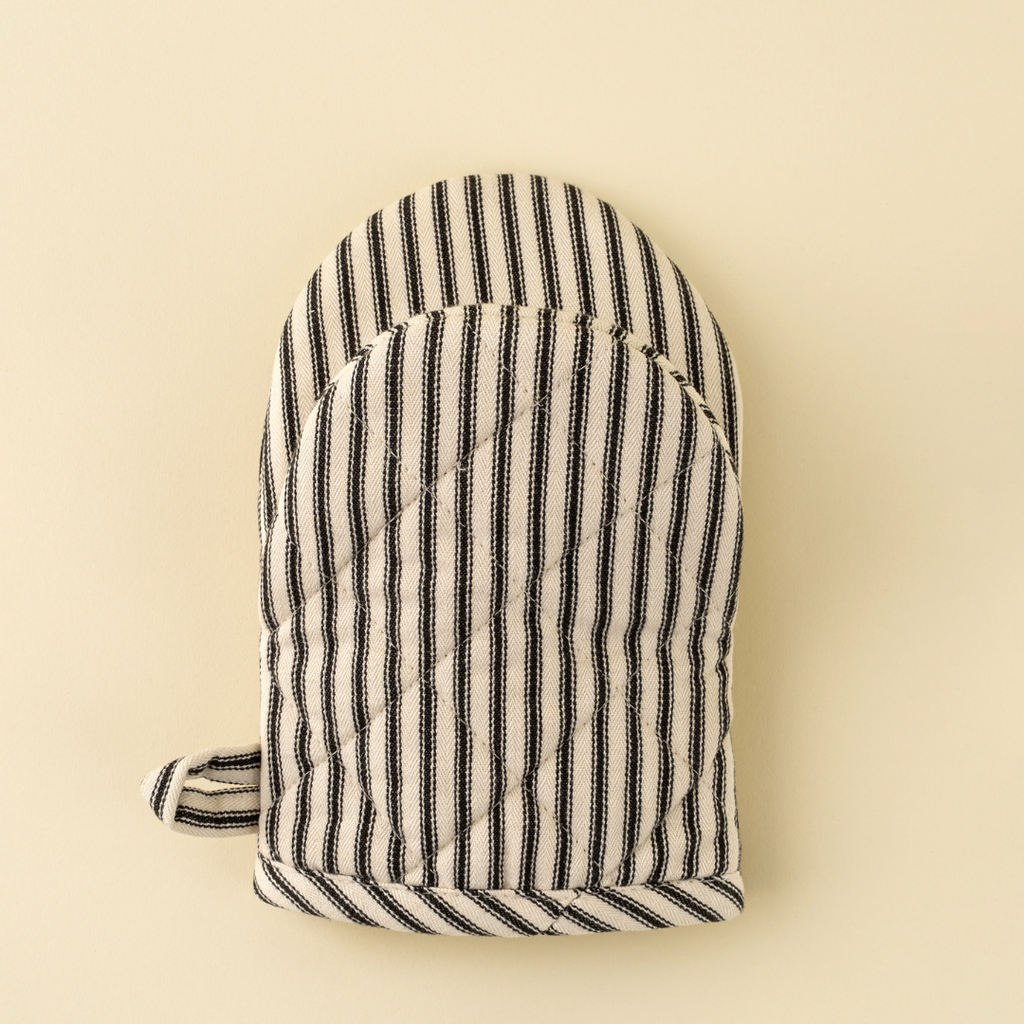 Ticking Stripe Oven Mitt - Black