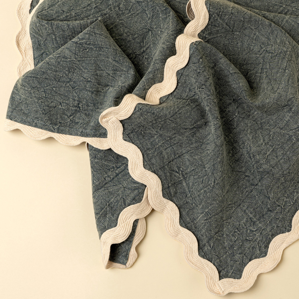 Scalloped Table Runner - Blue (108"L)