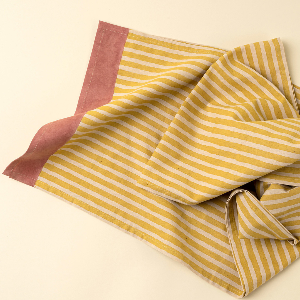 Sun Stripe Block Print Table Runner - 108"L