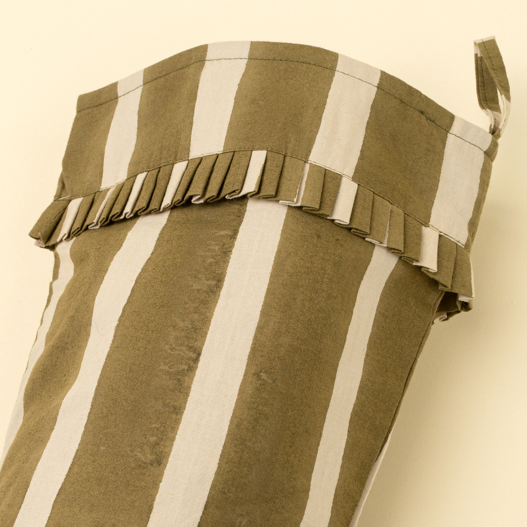 Striped Block Print Stocking - Olive
