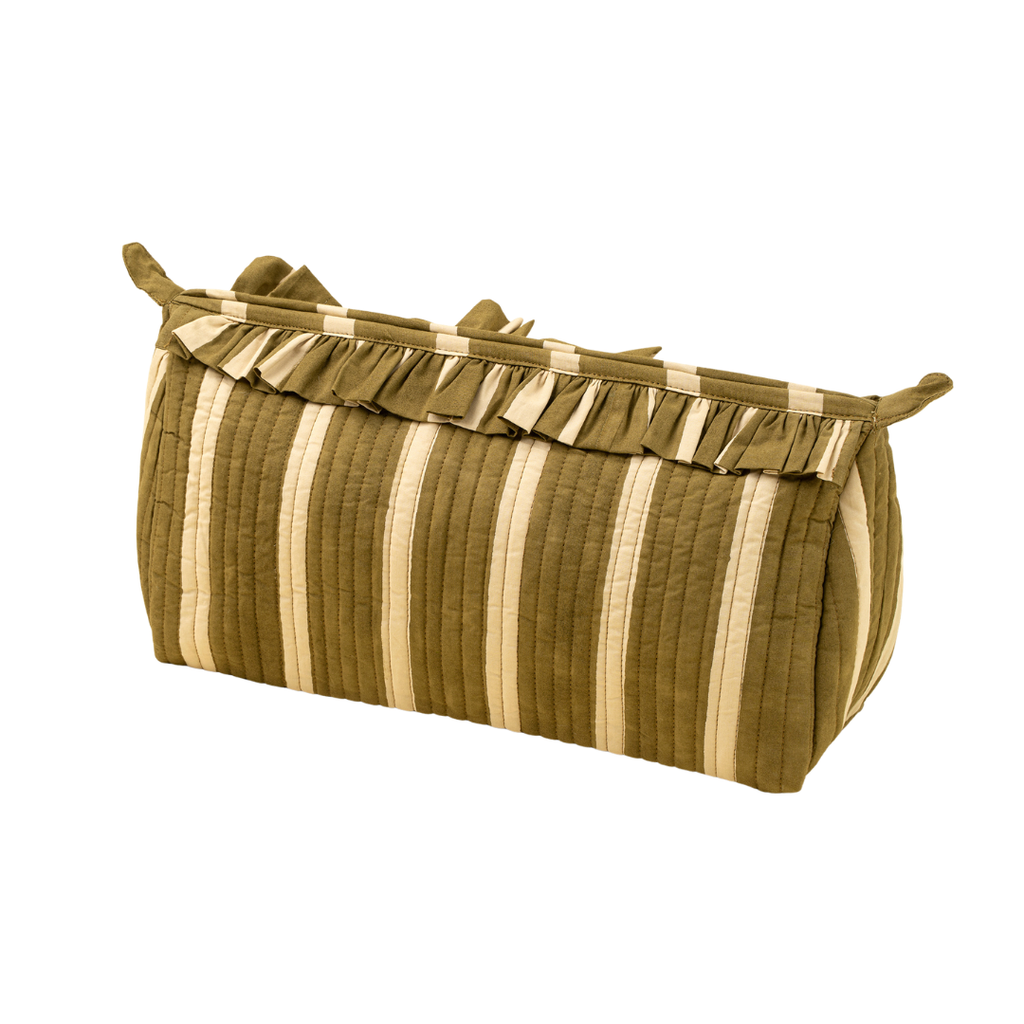 Block Print Stripe Pouch - Olive (Two Sizes Available)