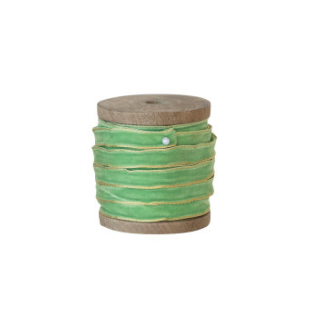 Velvet Ribbon on Wood Spool (Three Colours Available)