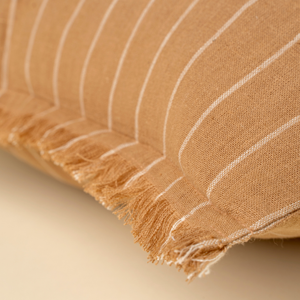 Handloom Stripe Pillow - Terracotta (16" x 24")