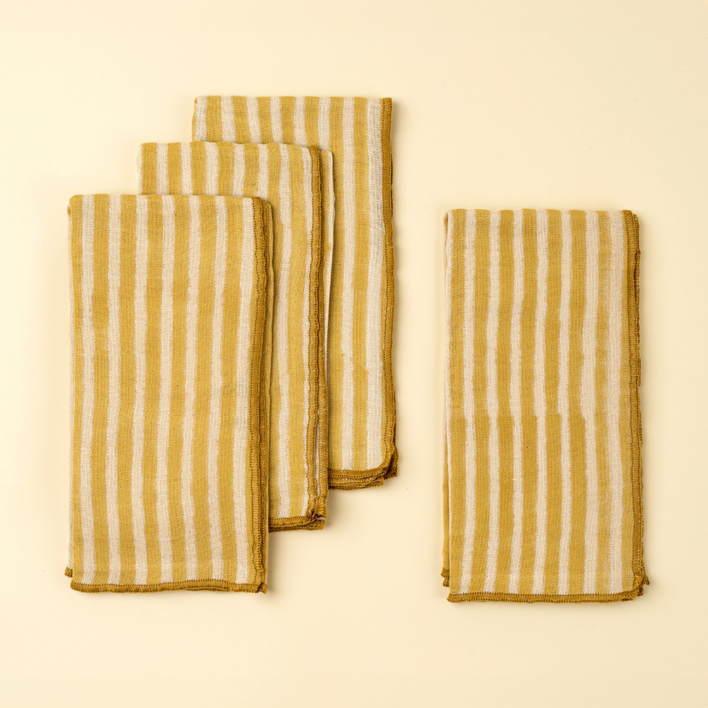 Sun Stripe Block Print Napkins (Sold Individually)