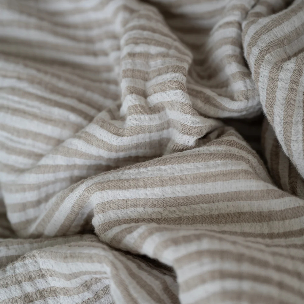 Tuck Cloud Duvet Cover Set - Taupe/Stripe (Two Sizes Available)