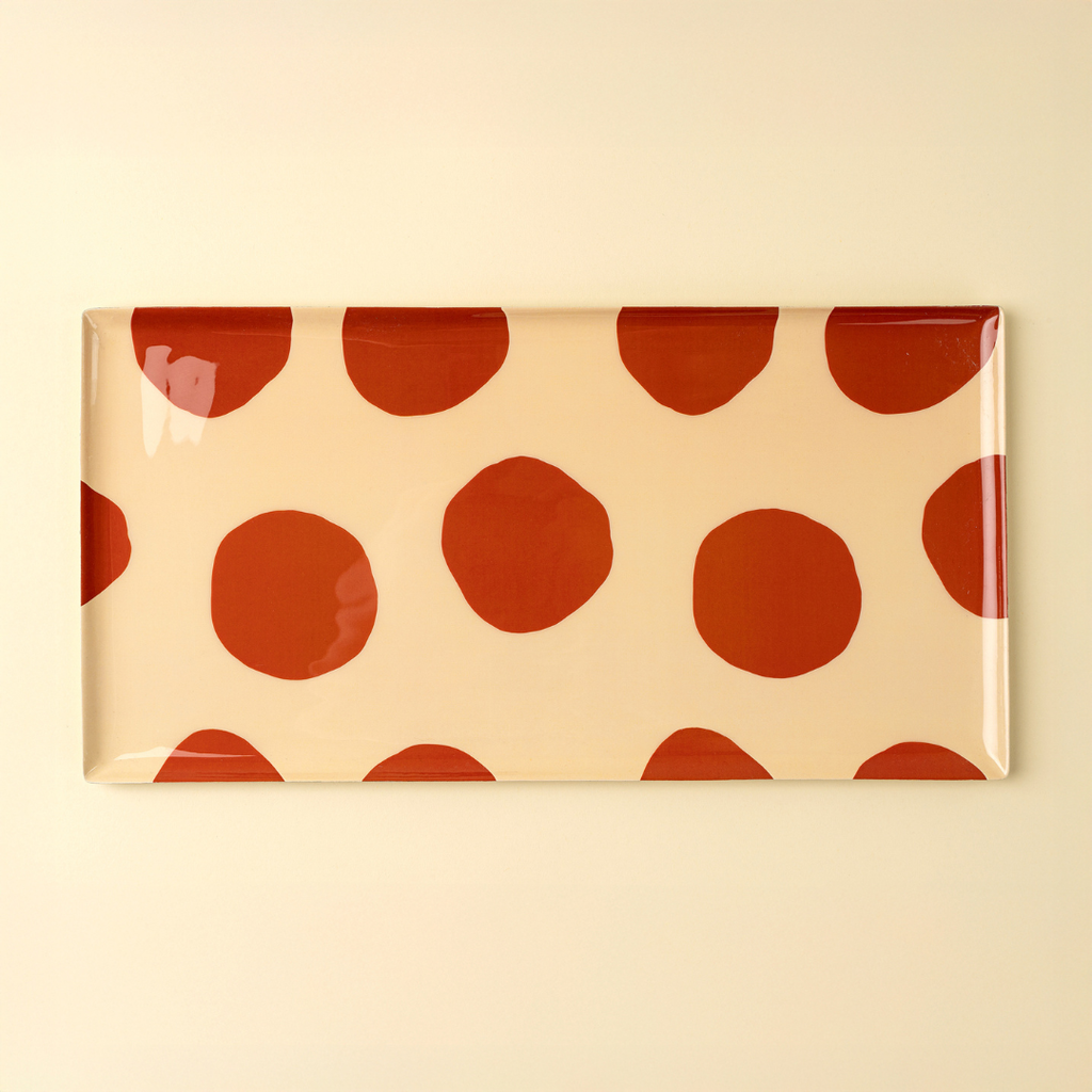 Polka Dot Enameled Tray - Large