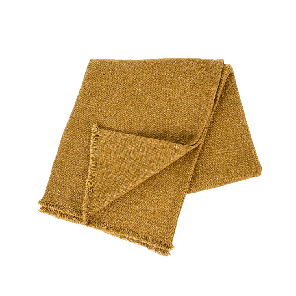 Selena Linen End of Bed Blanket - Ochre