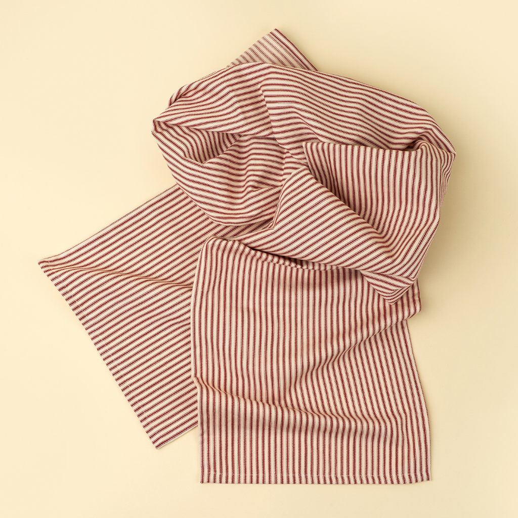 Ticking Stripe Table Runner - Red (108"L)