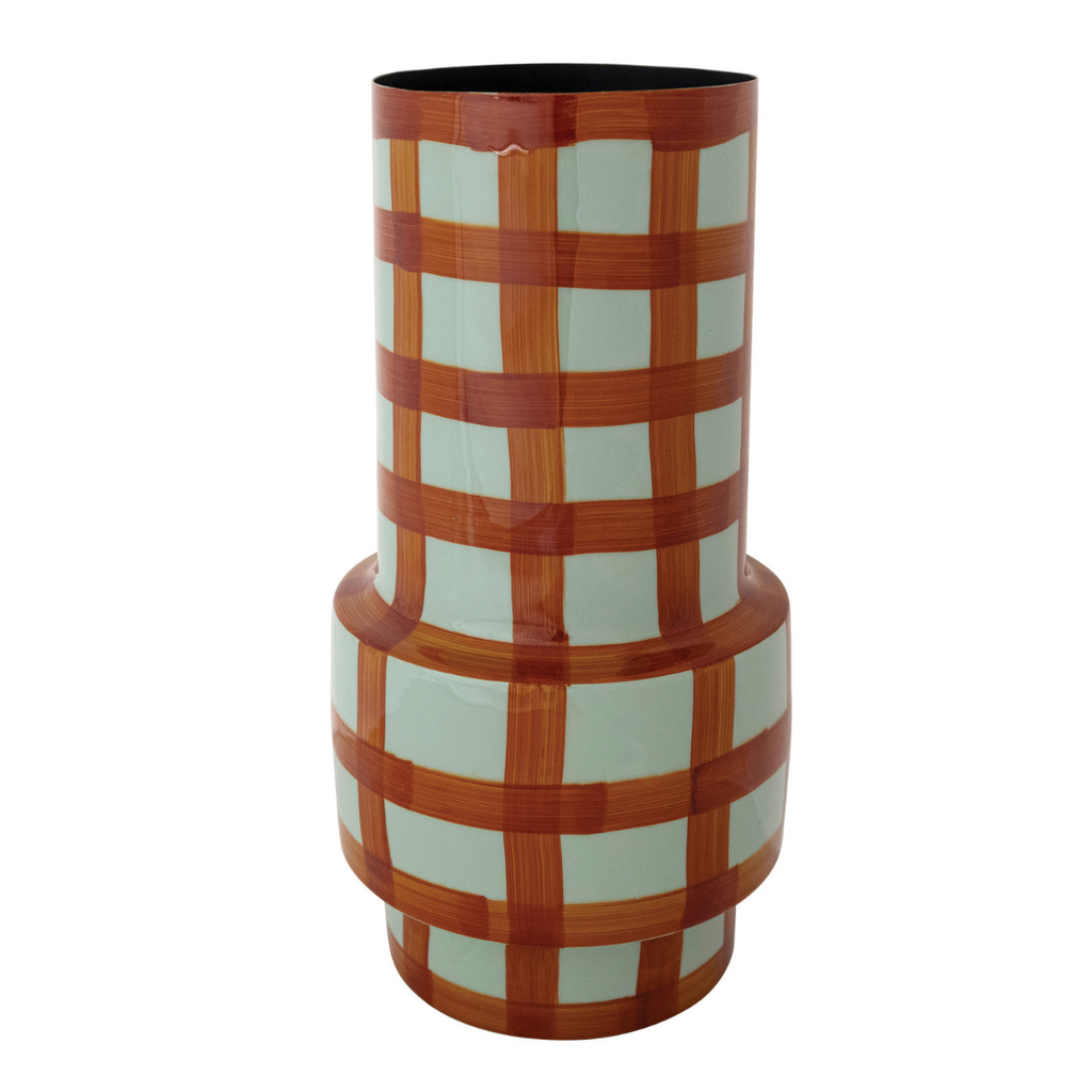 Enameled Check Vase