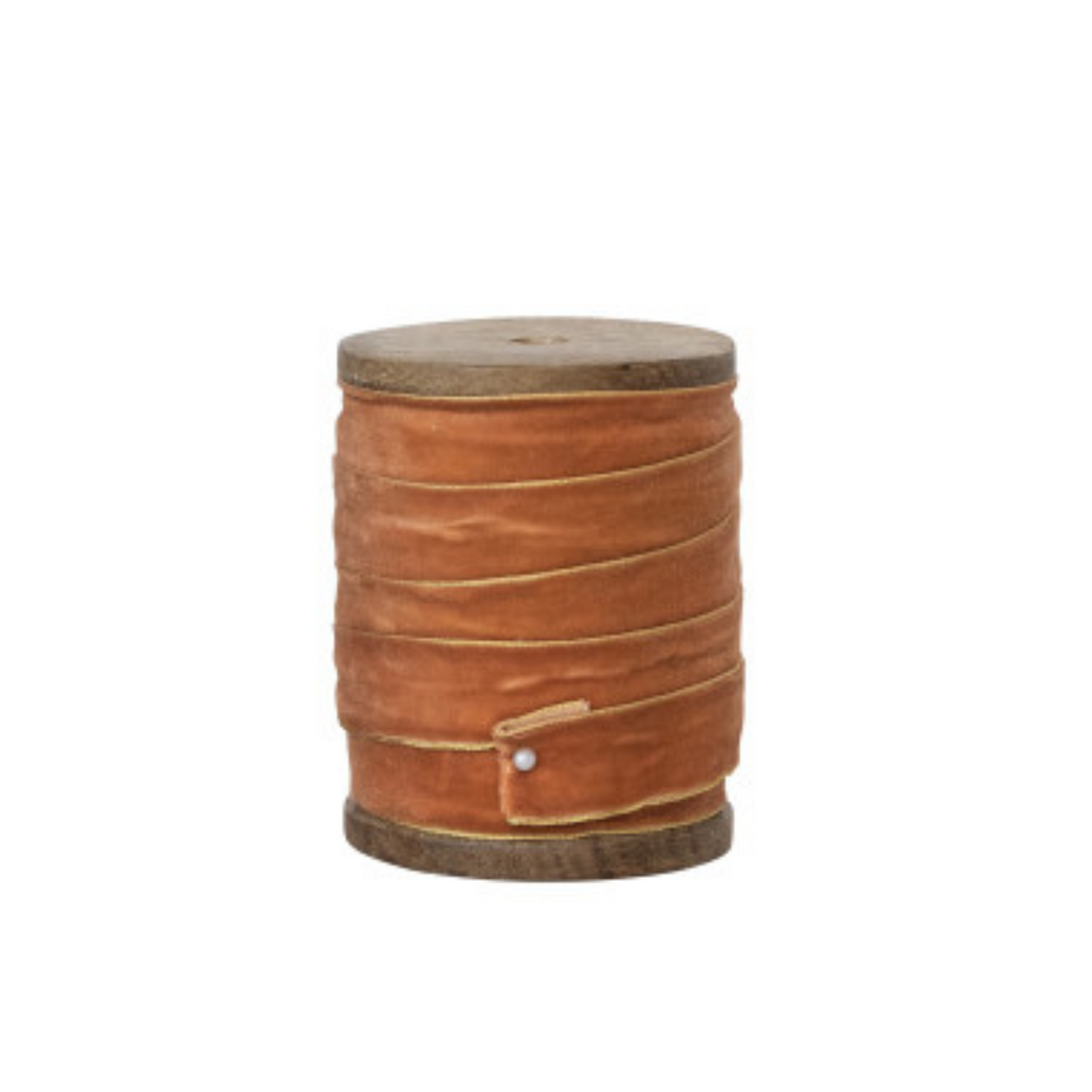 Velvet Ribbon on Wood Spool (Three Colours Available)