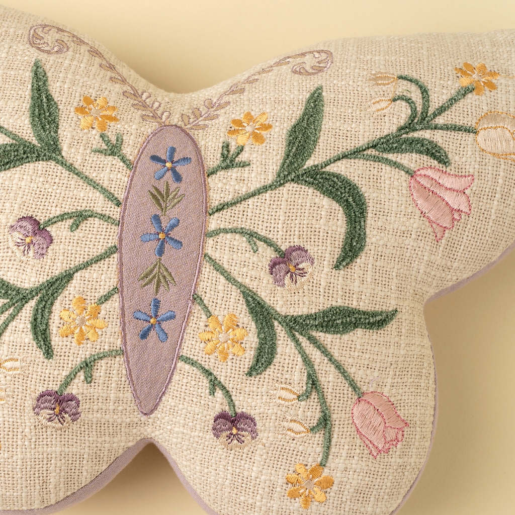 Embroidered Butterfly Pillow