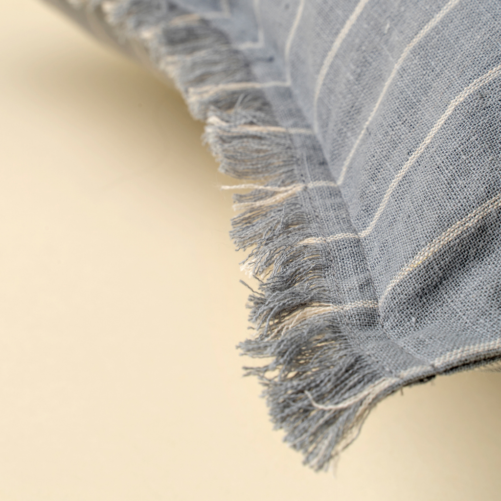 Handloom Stripe Pillow - Slate Blue (16" x 24")