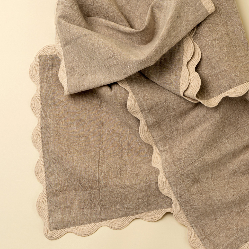 Scalloped Table Runner - Sand (108"L)