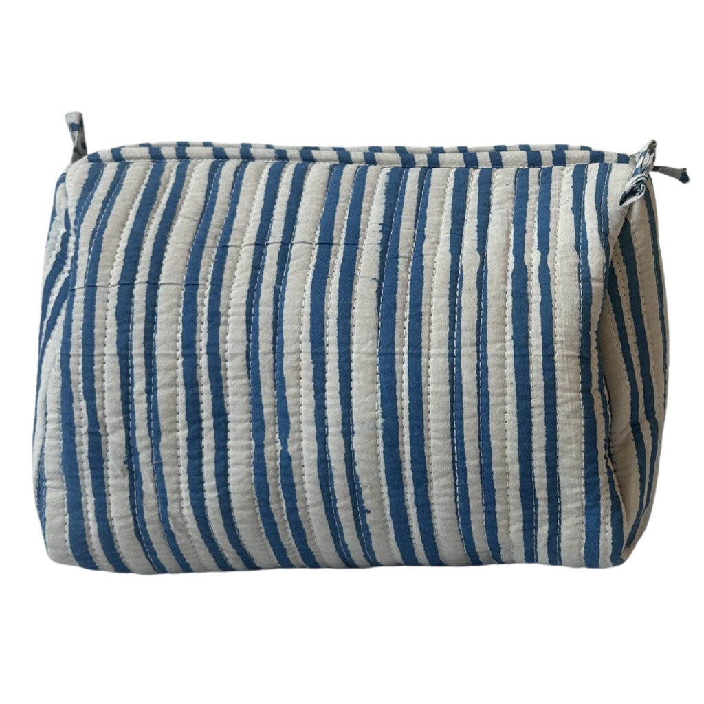 Block Print Pouch - Blue Stripe (Two Sizes Available)