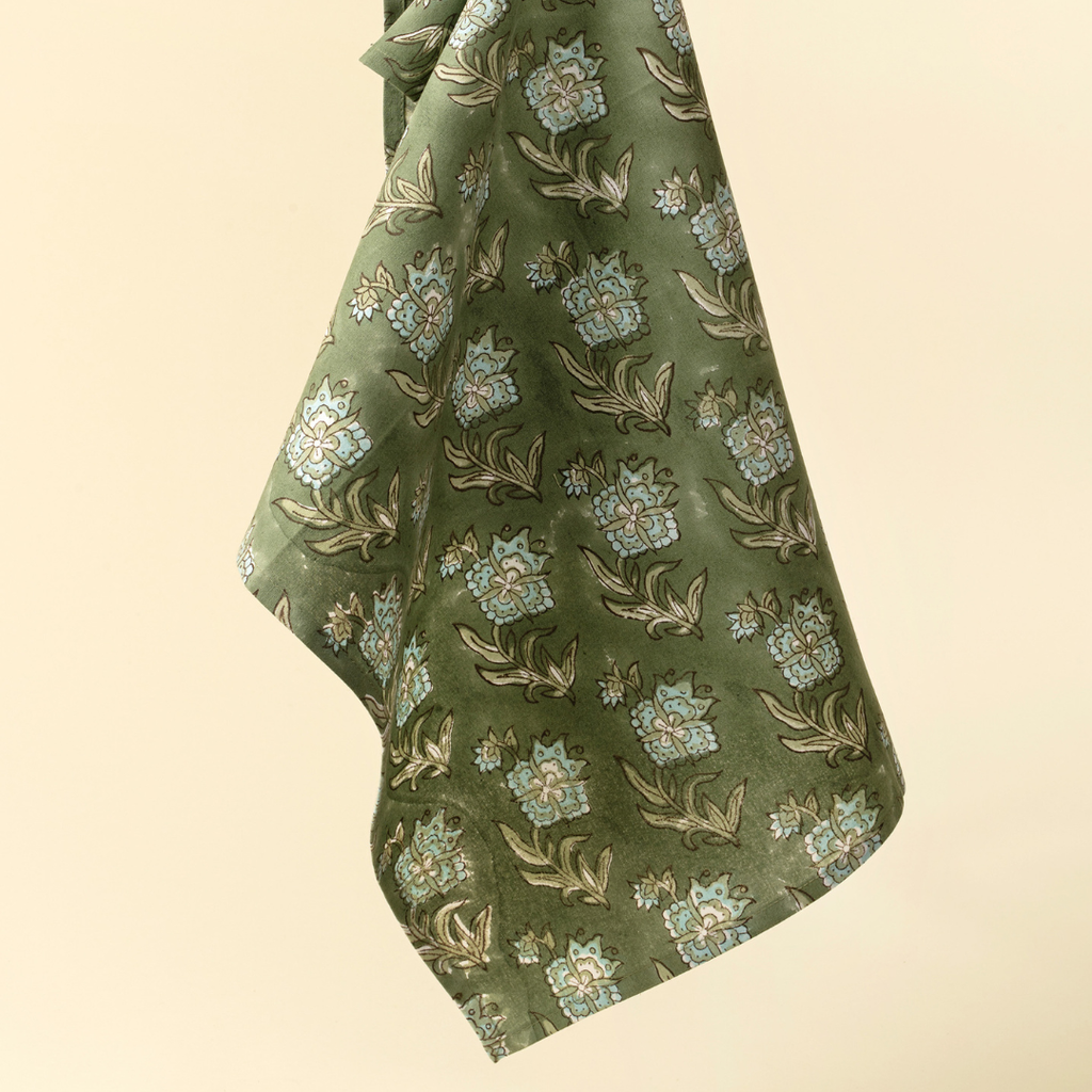 Elowen Block Print Tea Towel (Sold Individually)