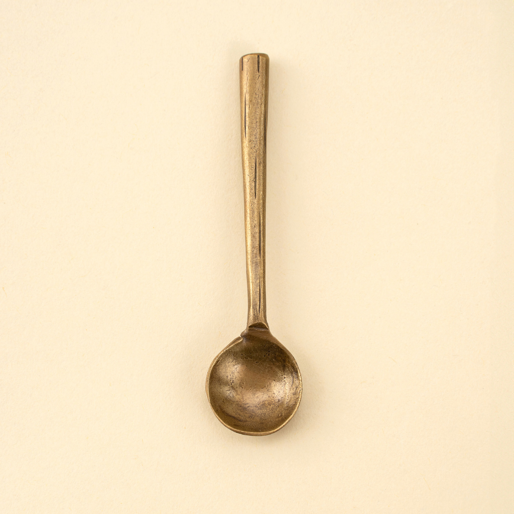 Distressed Brass Salt Spoon