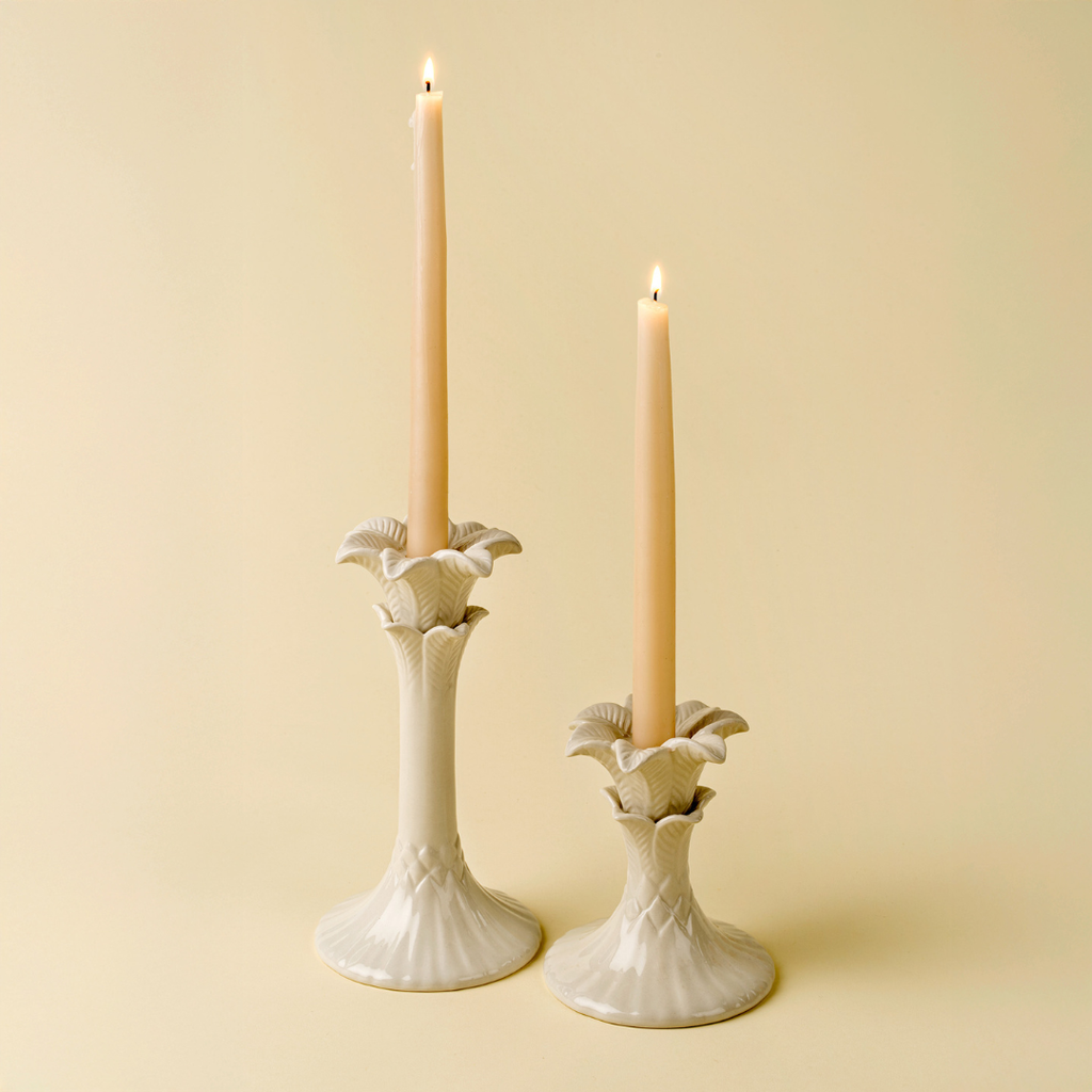 Palm Tree Candle Holders - Cream (Two Sizes Available)