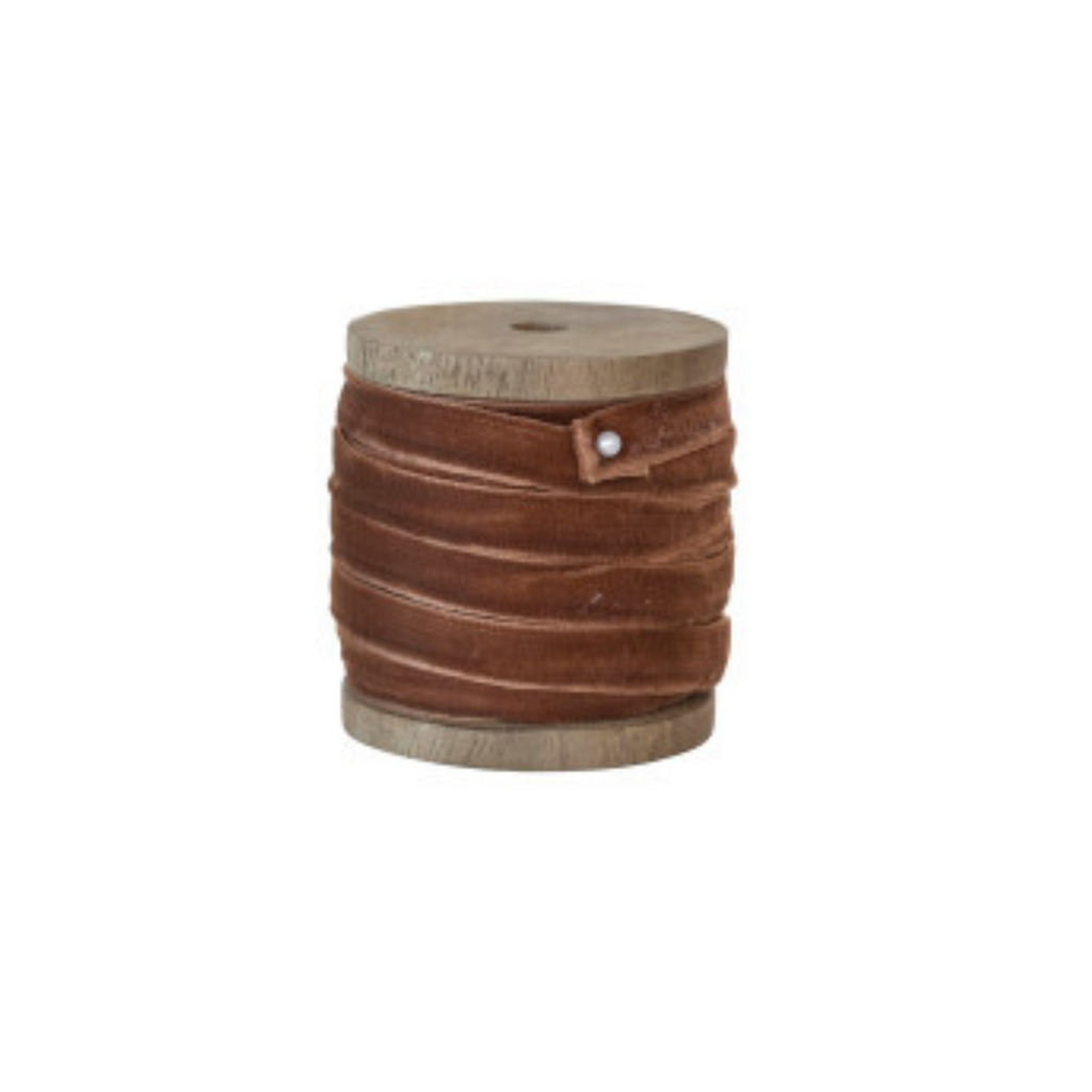 Velvet Ribbon on Wood Spool (Three Colours Available)