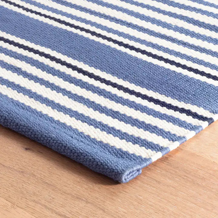 Dash & Albert - Rugby Stripe Denim Handwoven Indoor/Outdoor Rug