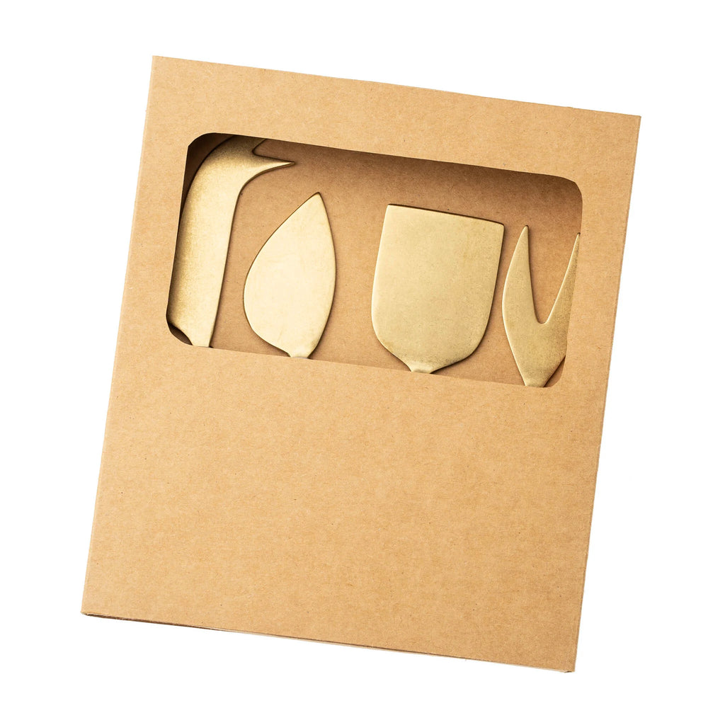 Boxed Set of Cheese Knives - Gold