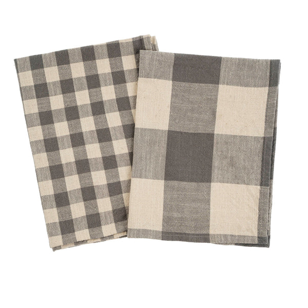 Gingham Check Tea Towels - Grey (Sold Individually)