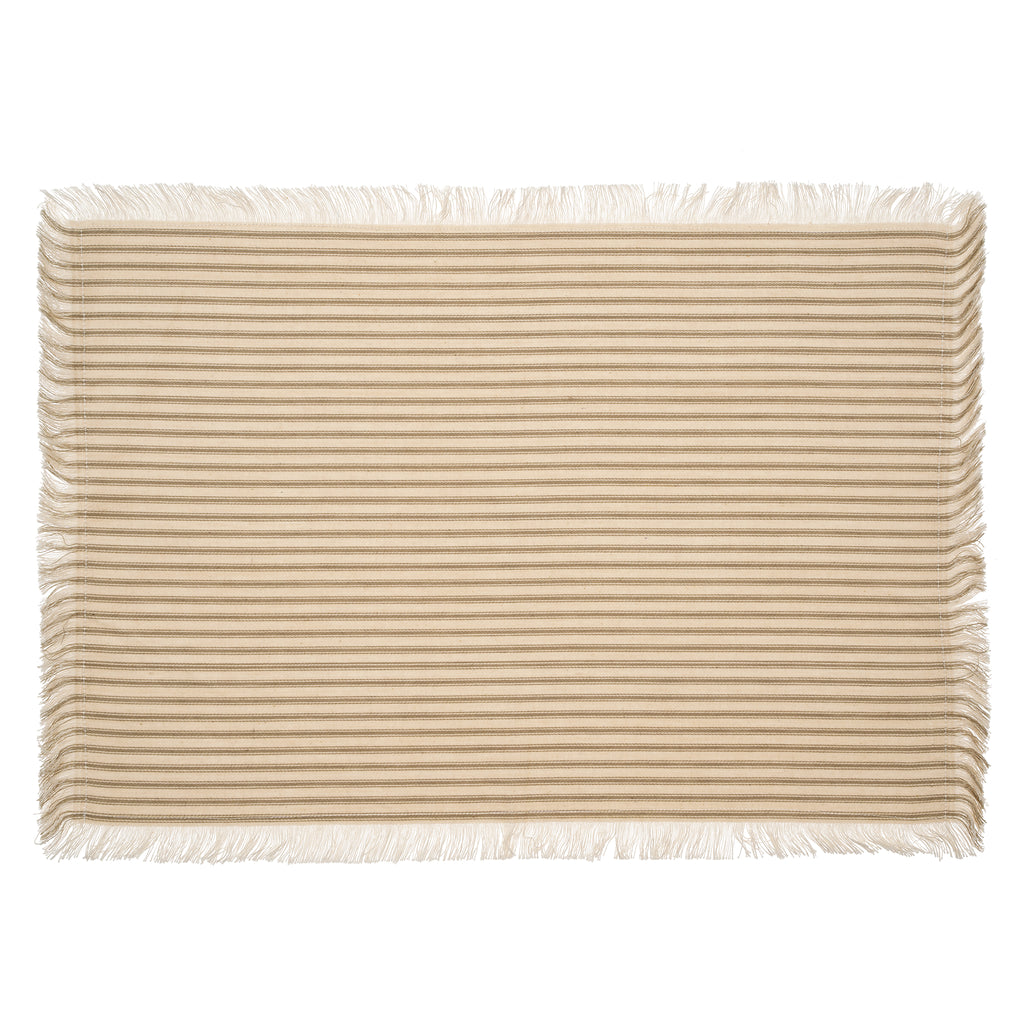 Ticking Fringe Placemats - Grey